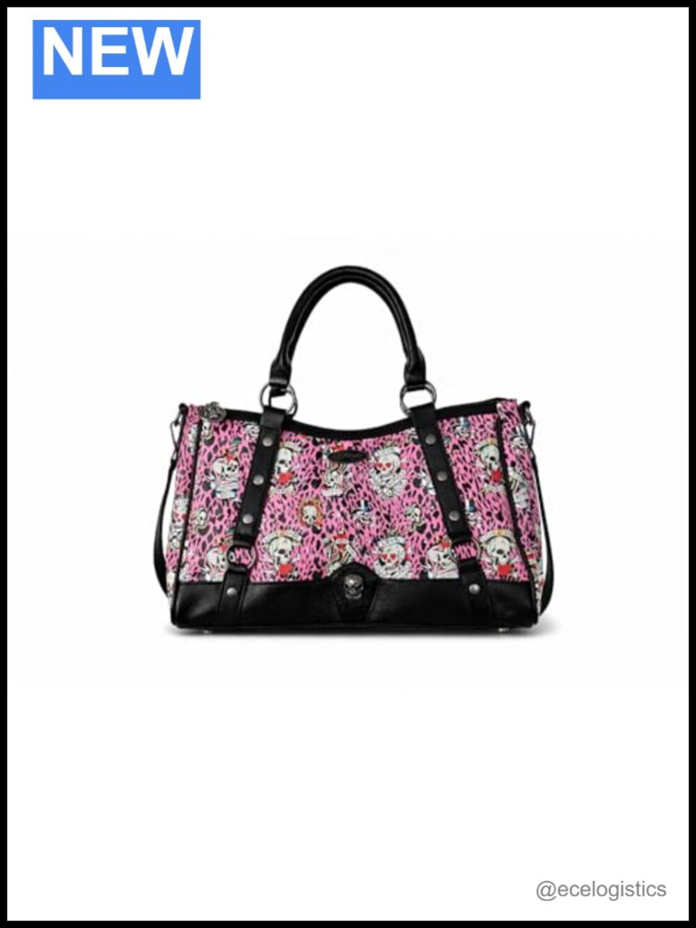Ed Hardy Leopard Skull Satchel Faux Leather Handbag Crossbody